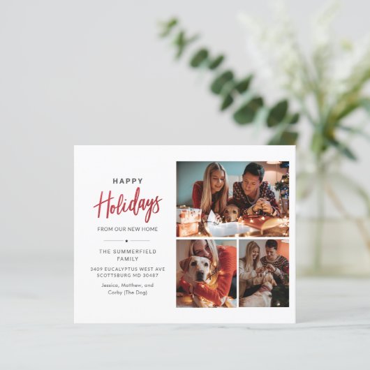 引っ越しましたクリスマスホリデーファミリーフォトカード (スタンド正面)