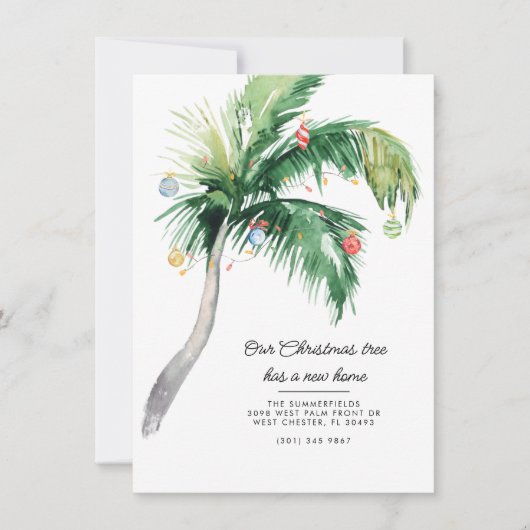 引っ越しましたクリスマスホリデームービングパームツリー 案内状 (正面)