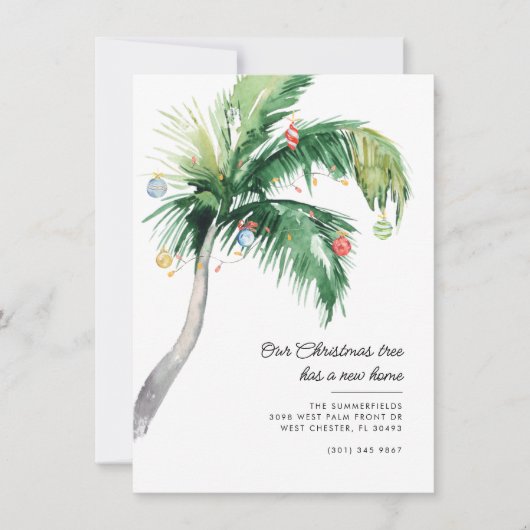 引っ越しましたクリスマスホリデームービングパームツリー 案内状 (正面)