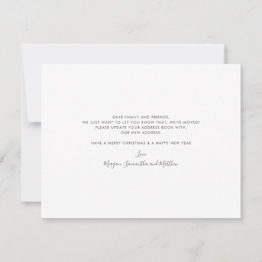 引っ越しましたクリスマスホリデーレッドカームービング 案内状 (裏面)