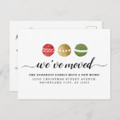 引っ越しましたクリスマスボールオーナメントホリデームービング 案内ポストカード (正面/裏面)