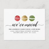 引っ越しましたクリスマスボールオーナメントホリデームービング 案内ポストカード (正面)