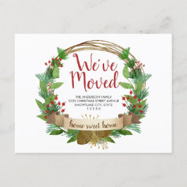 引っ越しましたクリスマスリースアコーンホリデームービング 案内ポストカード