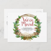 引っ越しましたクリスマスリースアコーンホリデームービング 案内ポストカード (正面/裏面)