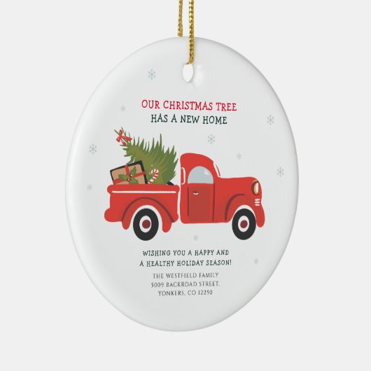 引っ越しましたクリスマス休暇引越し案内 セラミックオーナメント (右)