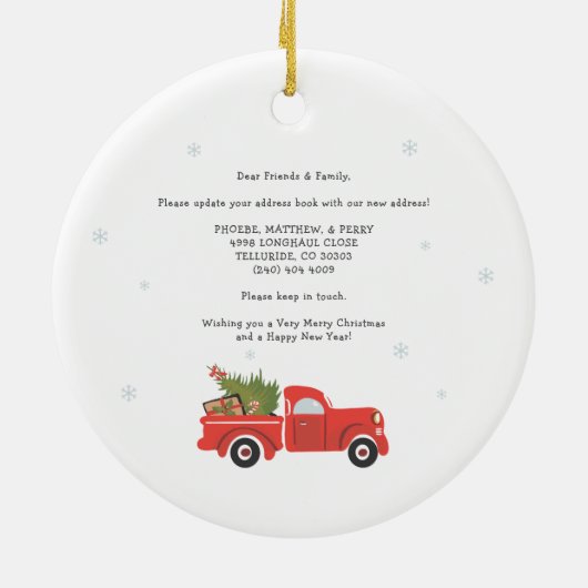 引っ越しましたクリスマス休暇引越し案内 セラミックオーナメント (裏面)