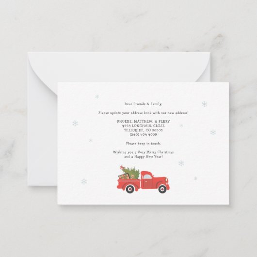 引っ越しましたクリスマス休暇引越し案内 ノートカード (裏面)