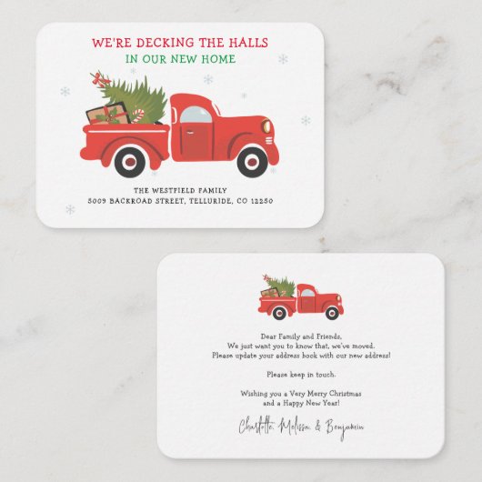 引っ越しましたクリスマス休暇引越し案内 ノートカード (正面/裏面)