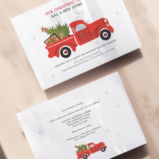 引っ越しましたクリスマス休暇引越し案内 ノートカード