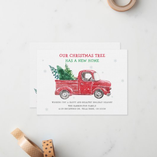 引っ越しましたクリスマス休暇引越し案内 ノートカード (正面/裏面インサイチュ)