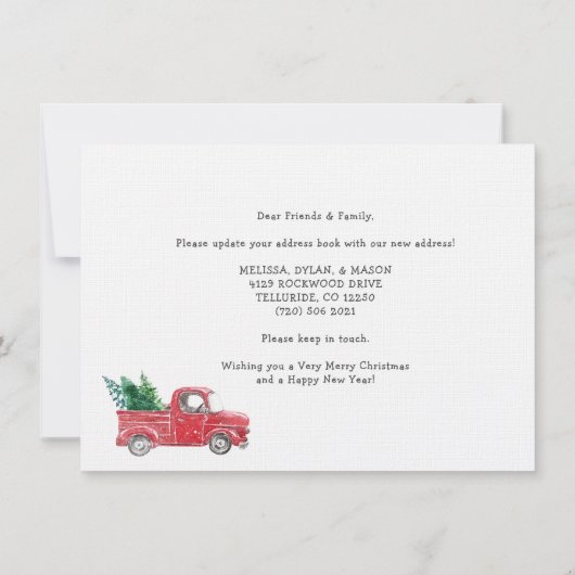 引っ越しましたクリスマス休暇引越し案内 ノートカード (裏面)