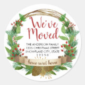 引っ越しましたクリスマス休暇引越し案内 ラウンドシール (正面)