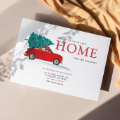 引っ越しましたクリスマス新しいアドレス赤い車の移動 案内ポストカード