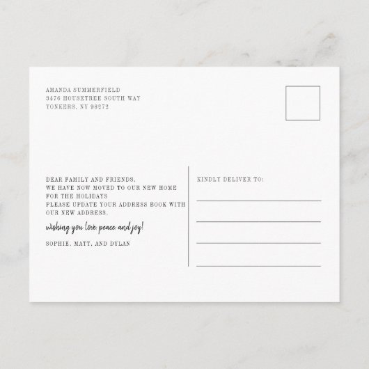 引っ越しましたクリスマス新しいアドレス赤い車の移動 案内ポストカード (裏面)