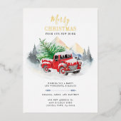 引っ越しましたクリスマス移動金ゴールド 箔シーズンカード (正面)