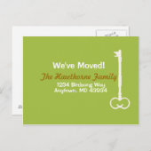 引っ越しましたグリーンとホワイト 案内ポストカード (正面/裏面)