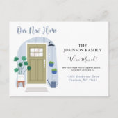 引っ越しましたグリーンウォーターカラードアの発表 ポストカード (正面)