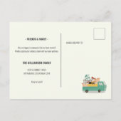 引っ越しましたグリーントラックが道路上を移動 案内ポストカード (裏面)