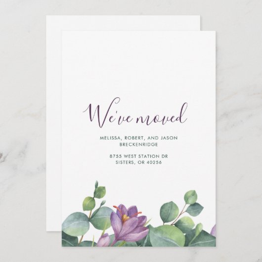 引っ越しましたグリーンパープルフローラ 案内状 (正面/裏面)