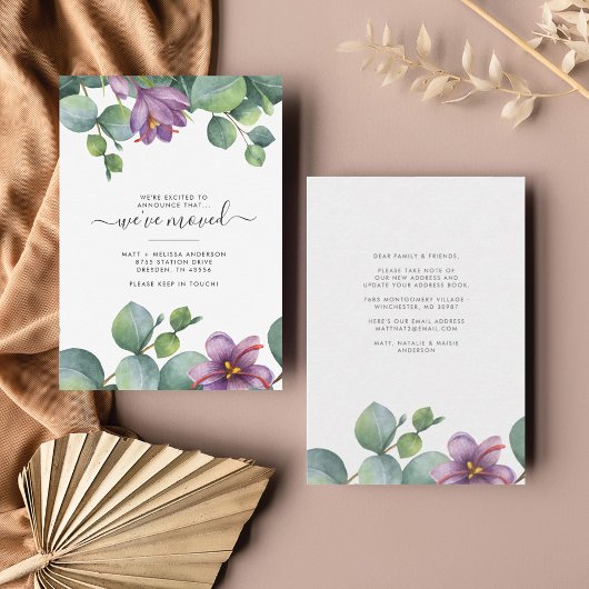 引っ越しましたグリーンユーカリ住所の変更 ノートカード