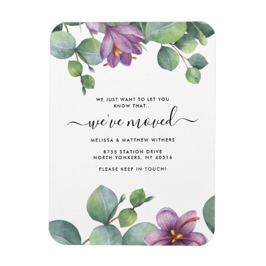 引っ越しましたグリーンユーカリ住所の変更 マグネット (縦)