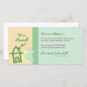 引っ越しましたグリーン&ベージュパステルズ写真カード 案内状 (正面/裏面)