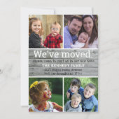 引っ越しましたグレイ木材4フォトコラージュニューホーム 案内状 (正面)