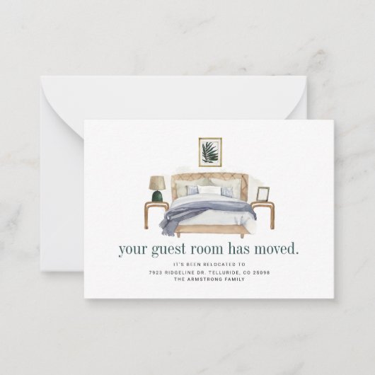 引っ越しましたゲストベッドルームムービング ノートカード (正面)