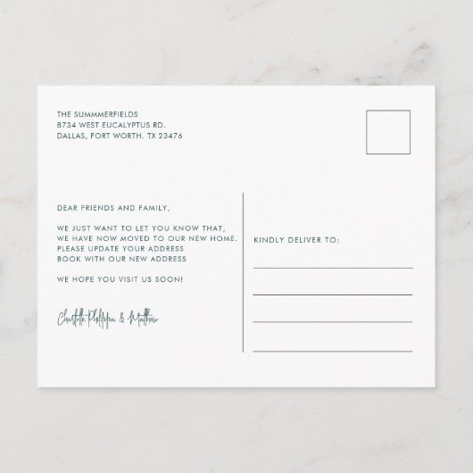 引っ越しましたゲストルームシック移動スクリプト 案内ポストカード (裏面)