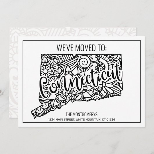 引っ越しましたコネチカット州フローラマンダラホーム 案内状 (正面/裏面)