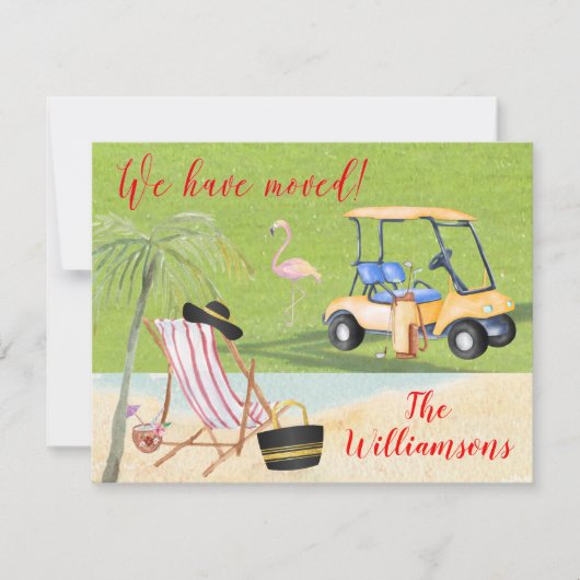 引っ越しましたゴルフビーチバジェットフラットムーブ 案内状 (正面)