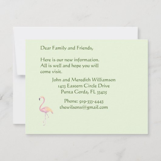 引っ越しましたゴルフビーチバジェットフラットムーブ 案内状 (裏面)