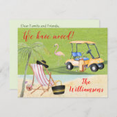 引っ越しましたゴルフビーチバジェットフラットムーブ 案内状 (正面/裏面)