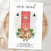 引っ越しましたゴールデンドードルレッドドアドッグ移動 案内状