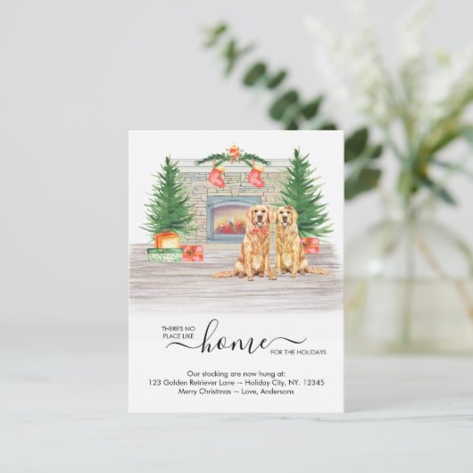 引っ越しましたゴールデンレトリエバードッグホリデームービング 案内ポストカード (スタンド正面)