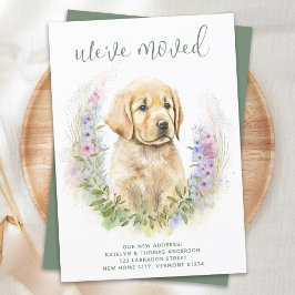引っ越しましたゴールデンレトリバーパピードッグ移動 案内状