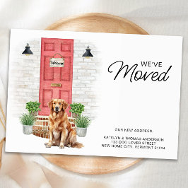 引っ越しましたゴールデンレトリバー赤いドアドッグ移動 案内状