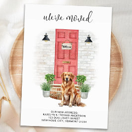 引っ越しましたゴールデンレトリバー赤いドアドッグ移動 案内状