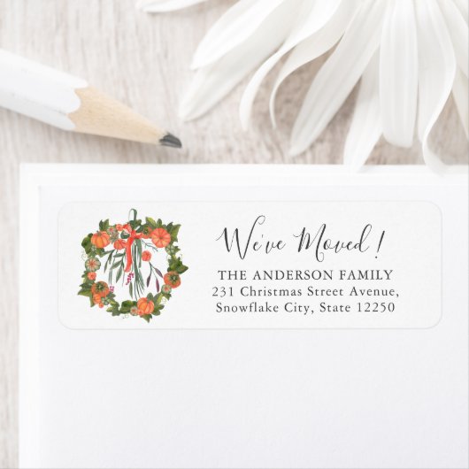 引っ越しましたサンクスギビングパンプキンリースニューホーム ラベル (インサイチュ)