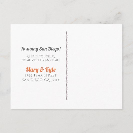 引っ越しましたサンディエゴシティスカイライン 案内ポストカード (裏面)