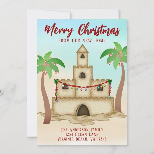 引っ越しましたサンドキャッスルニュービーチホームクリスマス シーズンカード (正面)