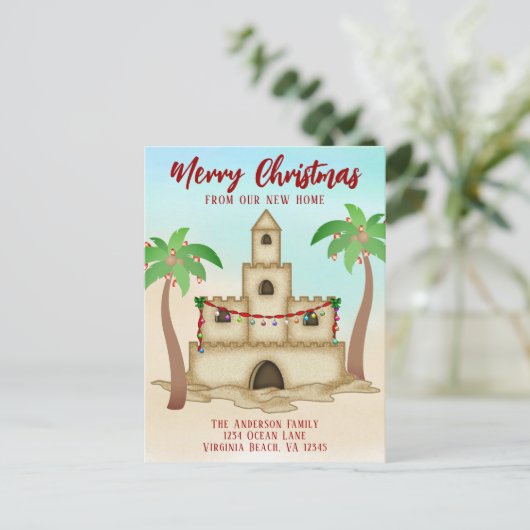 引っ越しましたサンドキャッスルニュービーチホームクリスマス シーズンポストカード (スタンド正面)