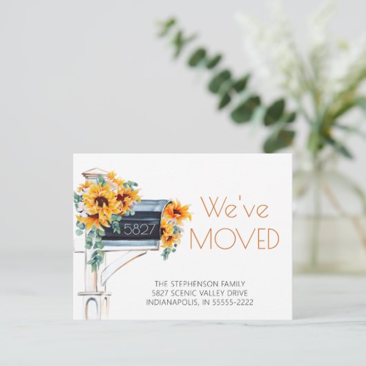 引っ越しましたサンフラワーユーカリプタス 案内ポストカード (スタンド正面)
