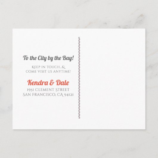 引っ越しましたサンフランシスコシティスカイライン 案内ポストカード (裏面)
