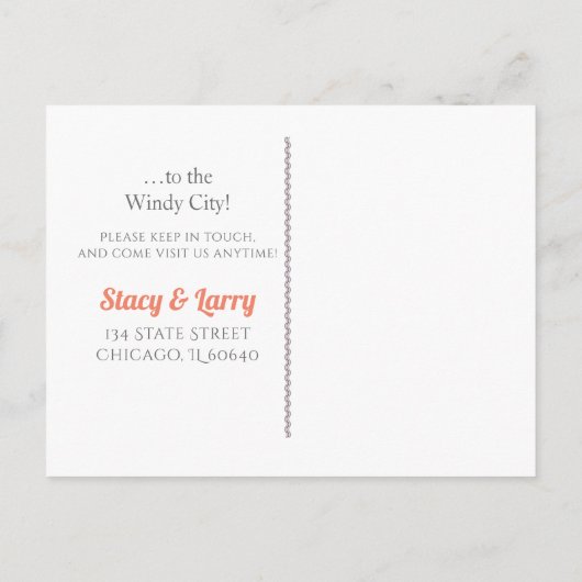 引っ越しましたシカゴシティスカイライン 案内ポストカード (裏面)
