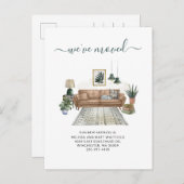 引っ越しましたシックなリビングルームの移動告知 ポストカード (正面/裏面)