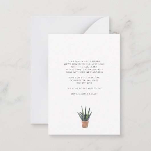 引っ越しましたシックなリビングルーム移動 ノートカード (裏面)