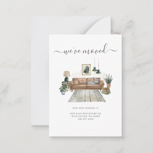引っ越しましたシックなリビングルーム移動 ノートカード (正面)