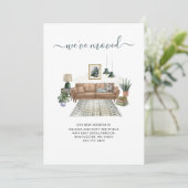 引っ越しましたシックなリビングルーム移動 案内状 (スタンド正面)