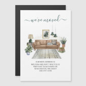 引っ越しましたシックな新しいアドレスの移動告知 マグネット招待状 (正面/裏面)